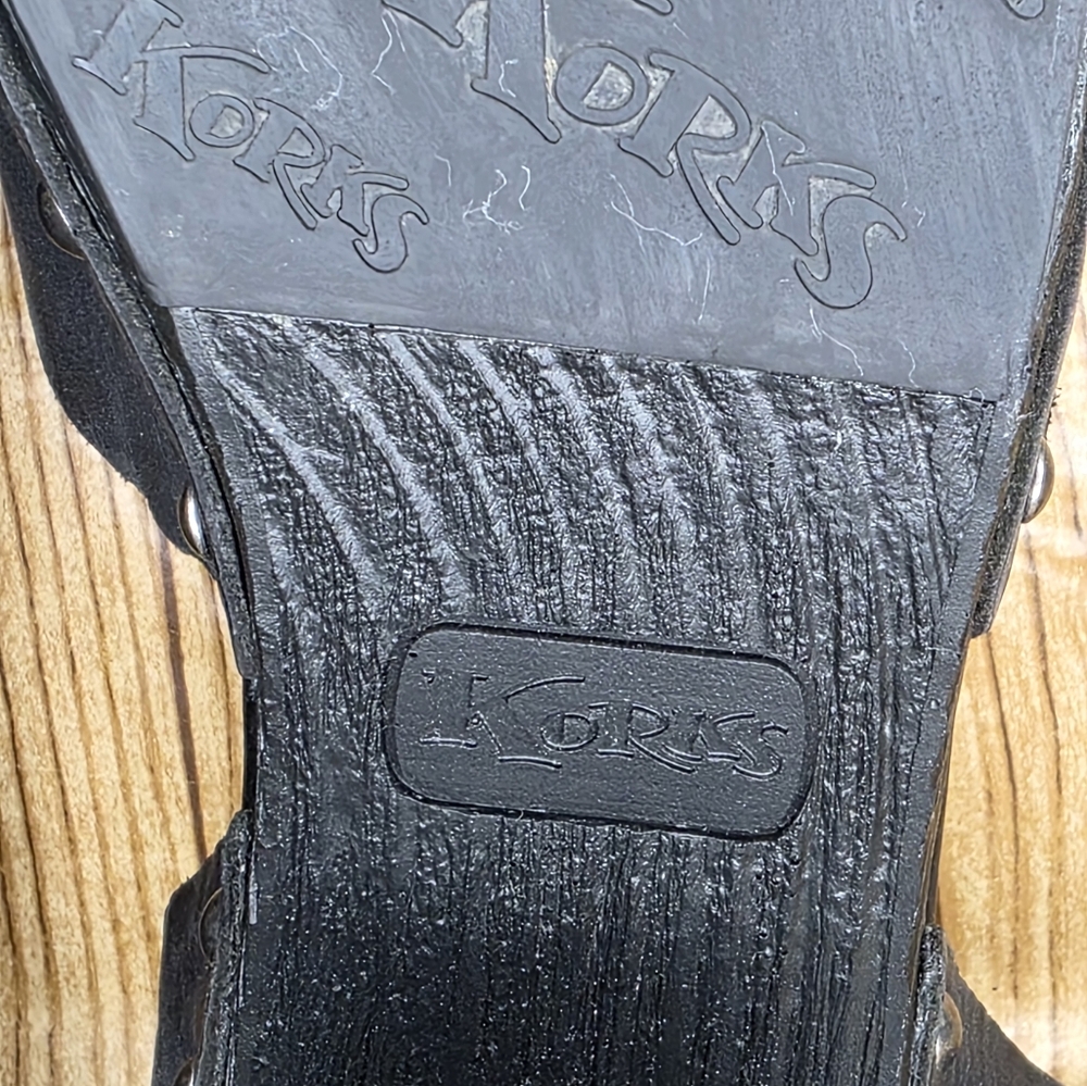 KORKS by Kork Ease Black Leather‎ / Suede Chunky Block Heel Platform Size 9 - Picture 11 of 11